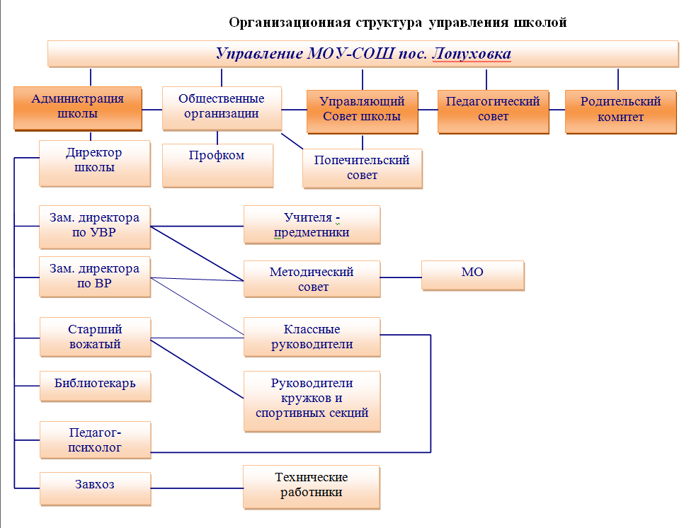 Структура управления в школе в виде схемы